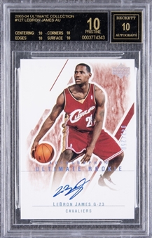 2003-04 "Ultimate Collection" #127 LeBron James Signed Rookie Card (#042/250) – BGS PRISTINE/Black Label 10/Auto 10 "1 of 3!"